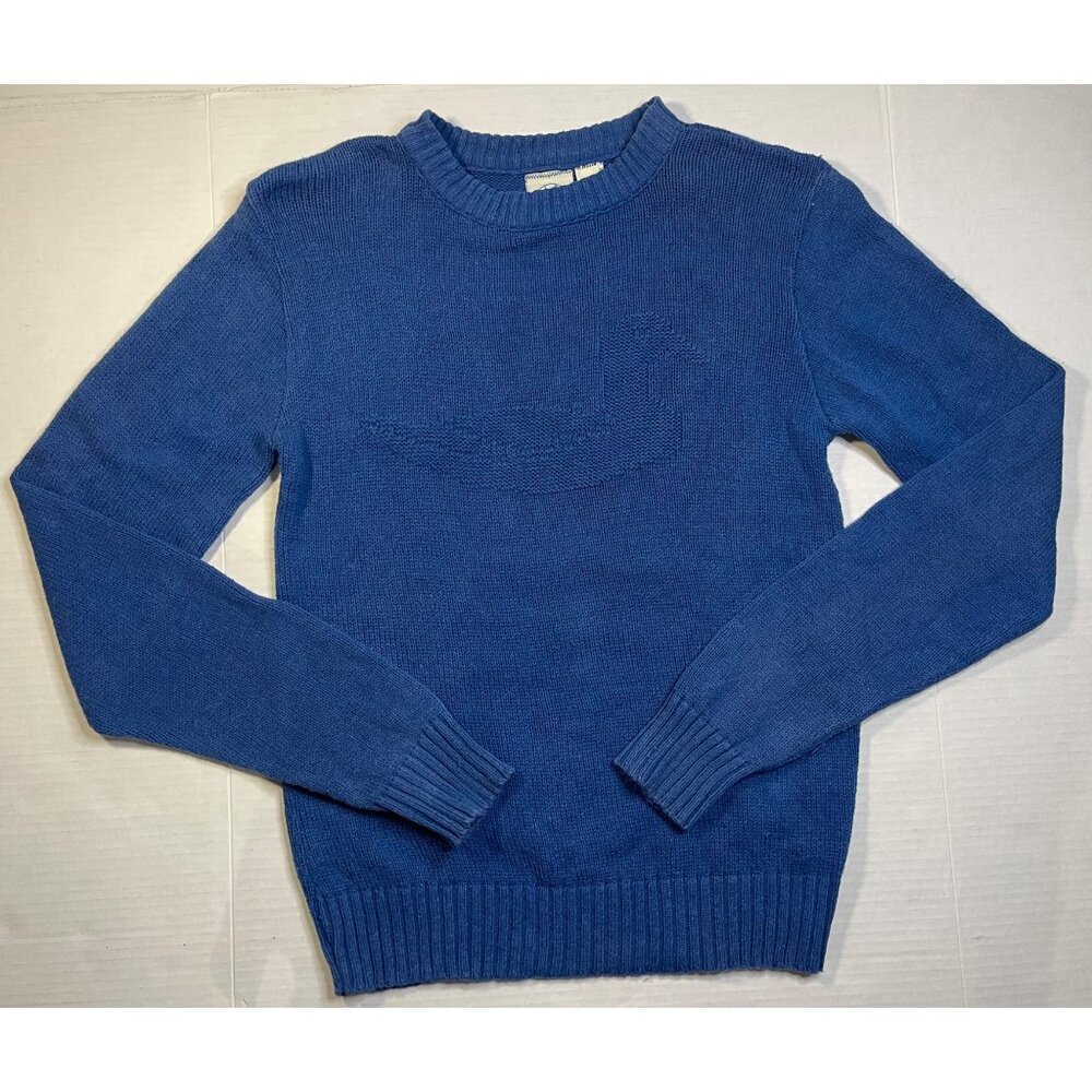 J.G. Hook Blue Cotton Sweater Knit Duck Design Kids L 100% Cotton Layering Flair